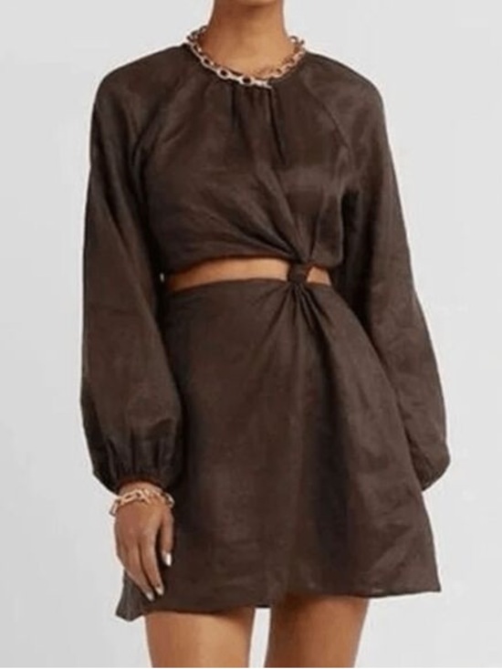 DISSH Dresses & Skirts - DISSH Zayn linen dress in chocolate size 12